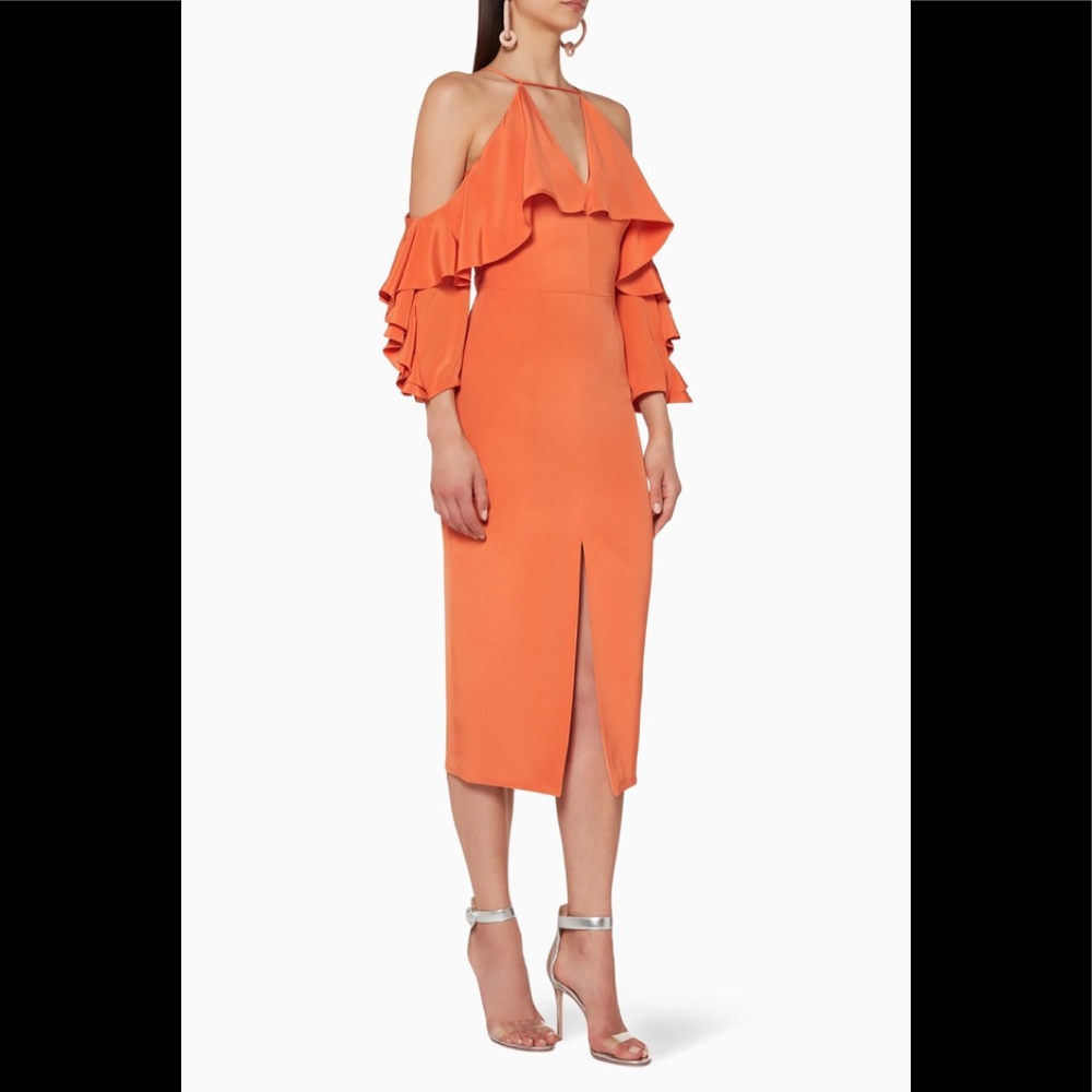 CUSHNIE! Papaya Aura Midi Dress 8